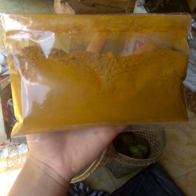 

Kunyit bubuk kualitas super bersih dn tanpa campur an kemasan 250 gr