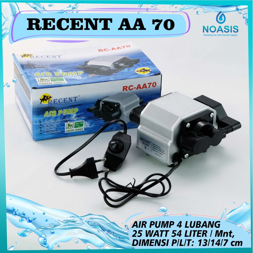 POMPA UDARA KOLAM AQUARIUM RECENT RC AA 70 TEKANAN BESAR 8 OUTPUT