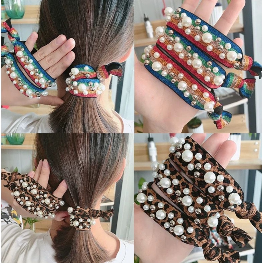 PA IKAT RAMBUT MUTIARA KOREA KUNCIRAN KARET WARNA WARNI CUTE ALA KOREA IMPORT AKSESORIS RAMBUT / IR003