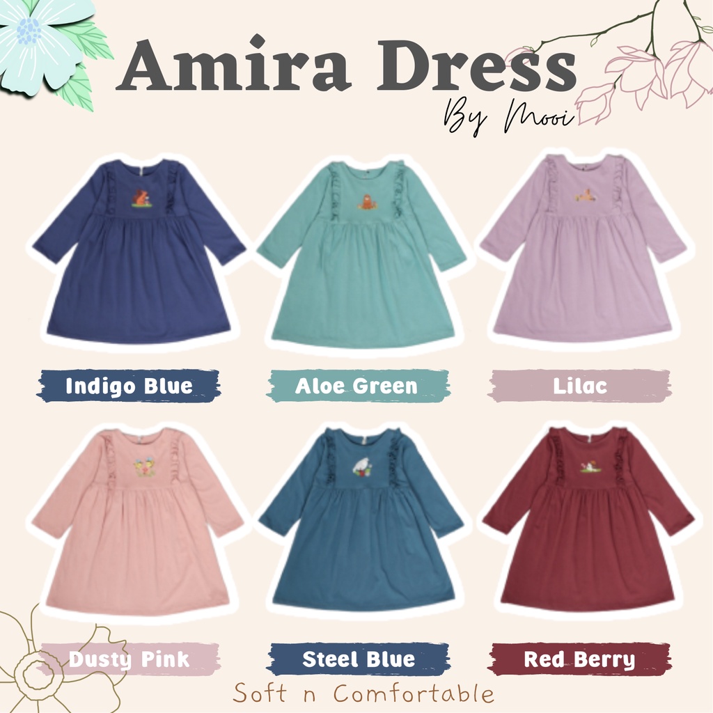 MOOI AMIRA DRESS LEBARAN ANAK DRESS MUSLIM / Raya / Lebaran PEREMPUAN DRES BAYI 1-5 Tahun P100