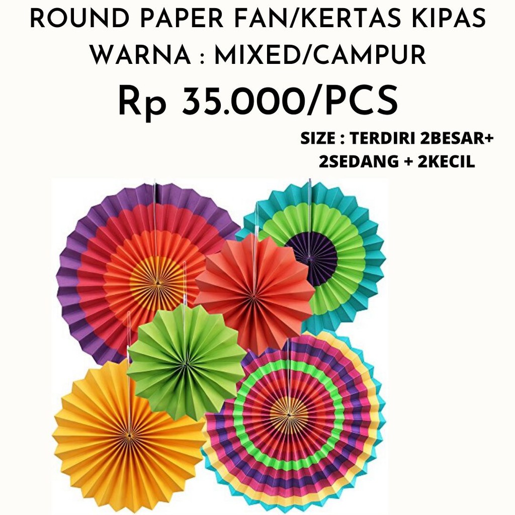 

[DIJAMIN MURAH] KIPAS KERTAS UNTUK DEKOR PESTA ISI 6PCS UKURAN & MOTIF BERAGAM DALAM 1 PAK NYA