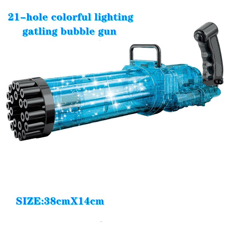 RoundCub Mainan Gelembung Sabun Automatic Bubble Water Gatling Gun 21 Holes RC101 BIRU