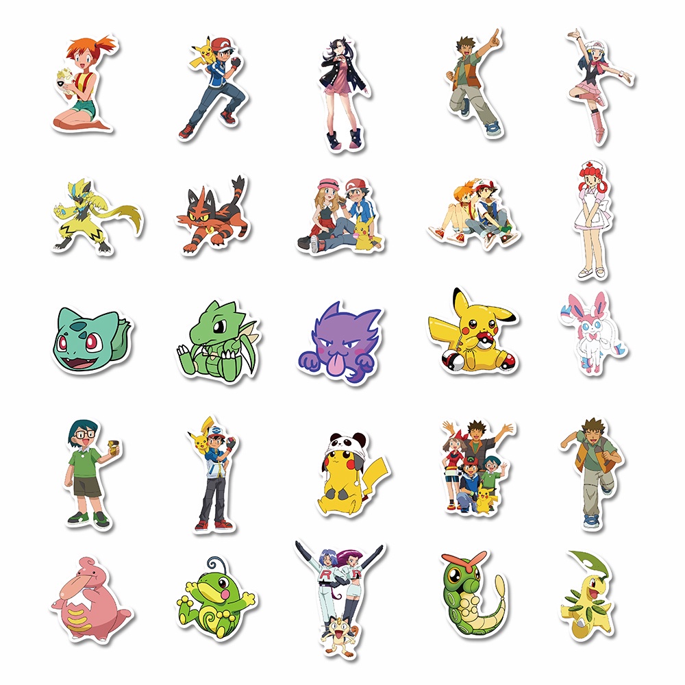 50pcs Stiker Graffiti Kartun Anime Pokemon Lucu Anti Air Untuk Dekorasi Laptop