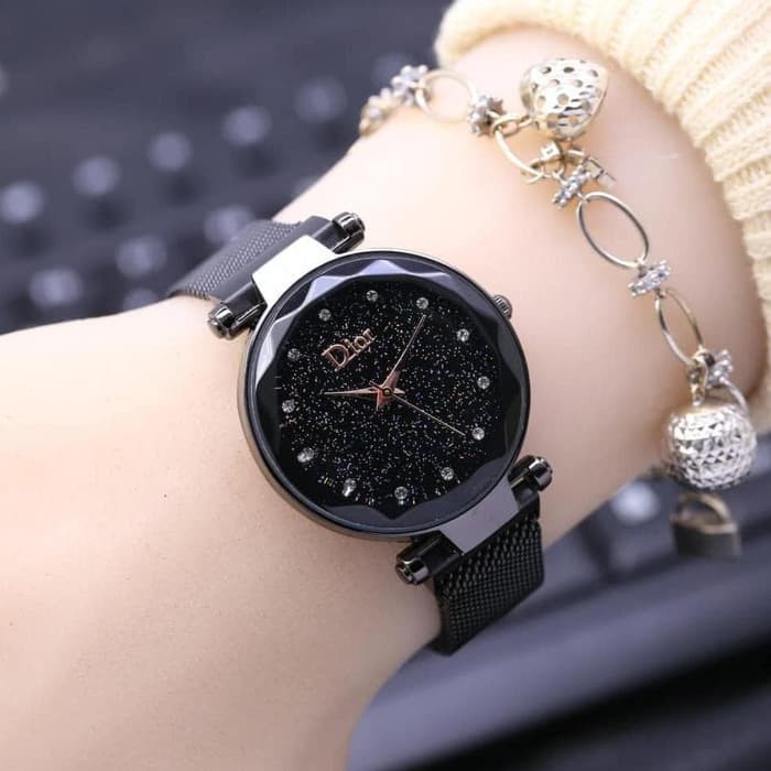 JAM TANGAN WANITA / JAM TANGAN MAGNET / JAM TANGAN RANTAI MAGNET / JAM TANGAN WANITA ANALOG-BLACK
