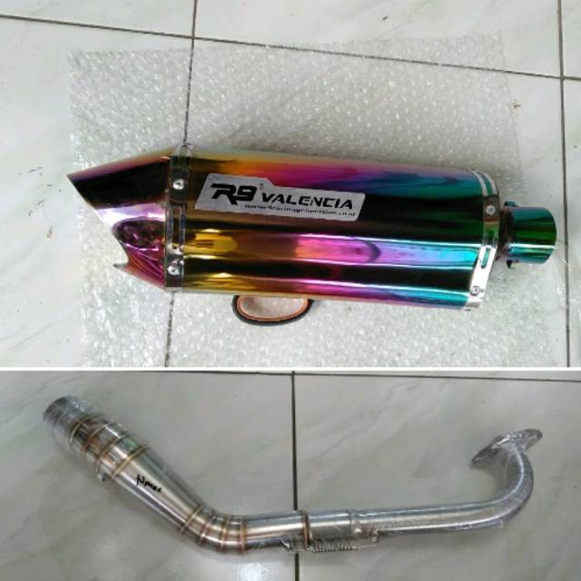 Knalpot R9 Valencia fullset pelangi R15 CBR150 CB150R Verza  GSX150 Tiger Vixion Sonic satria fu