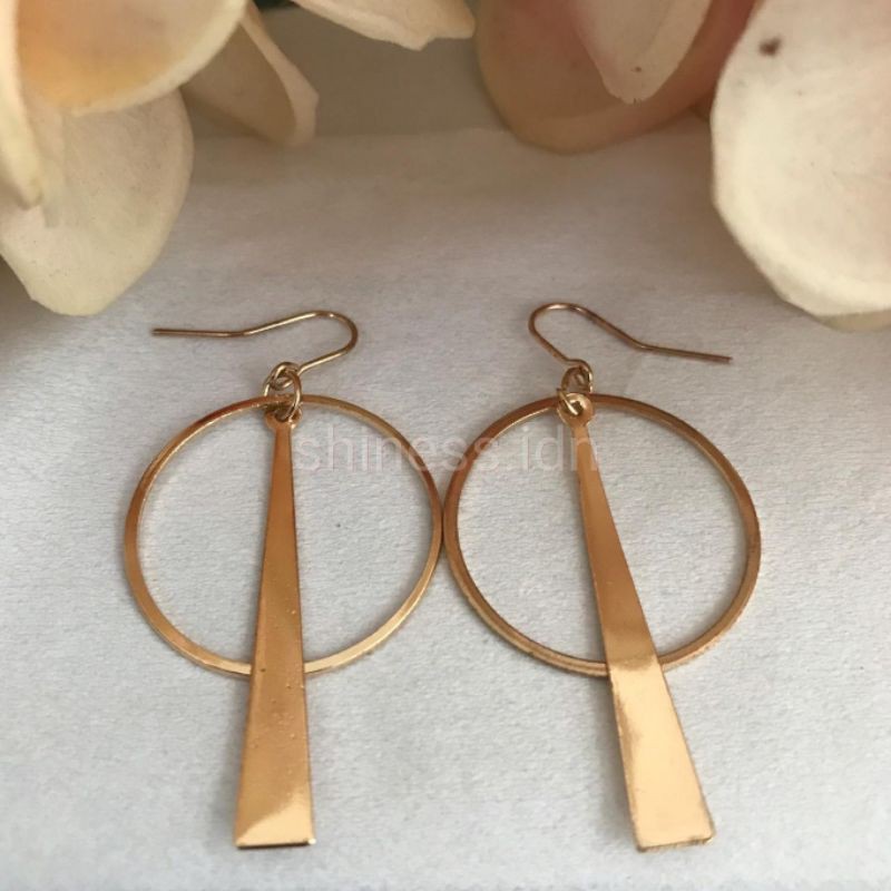 anting panjang korea hiasan bulat