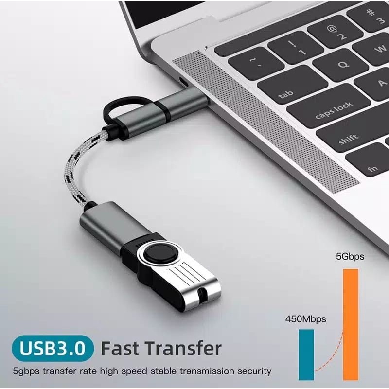 OTG 2 IN 1 Micro USB Dan Type C / Kabel OTG Fast Transfer Data Disk Mouse