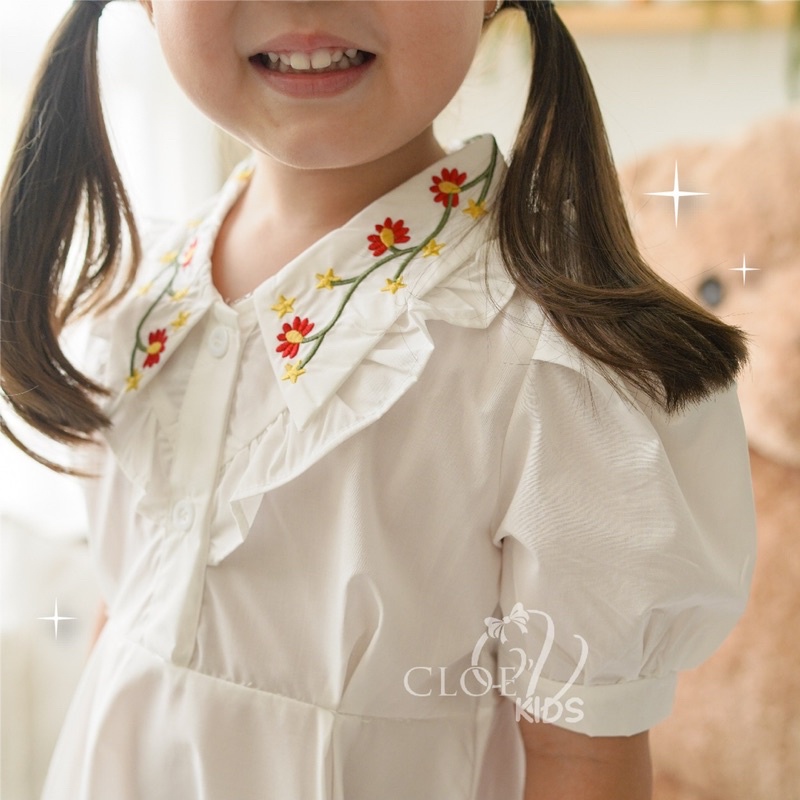 CLOEVKIDS - Nora Bloom Dress Casual Anak Pakaian Gaun Cantik Terusan Lengan Pendek Cewek Anggun