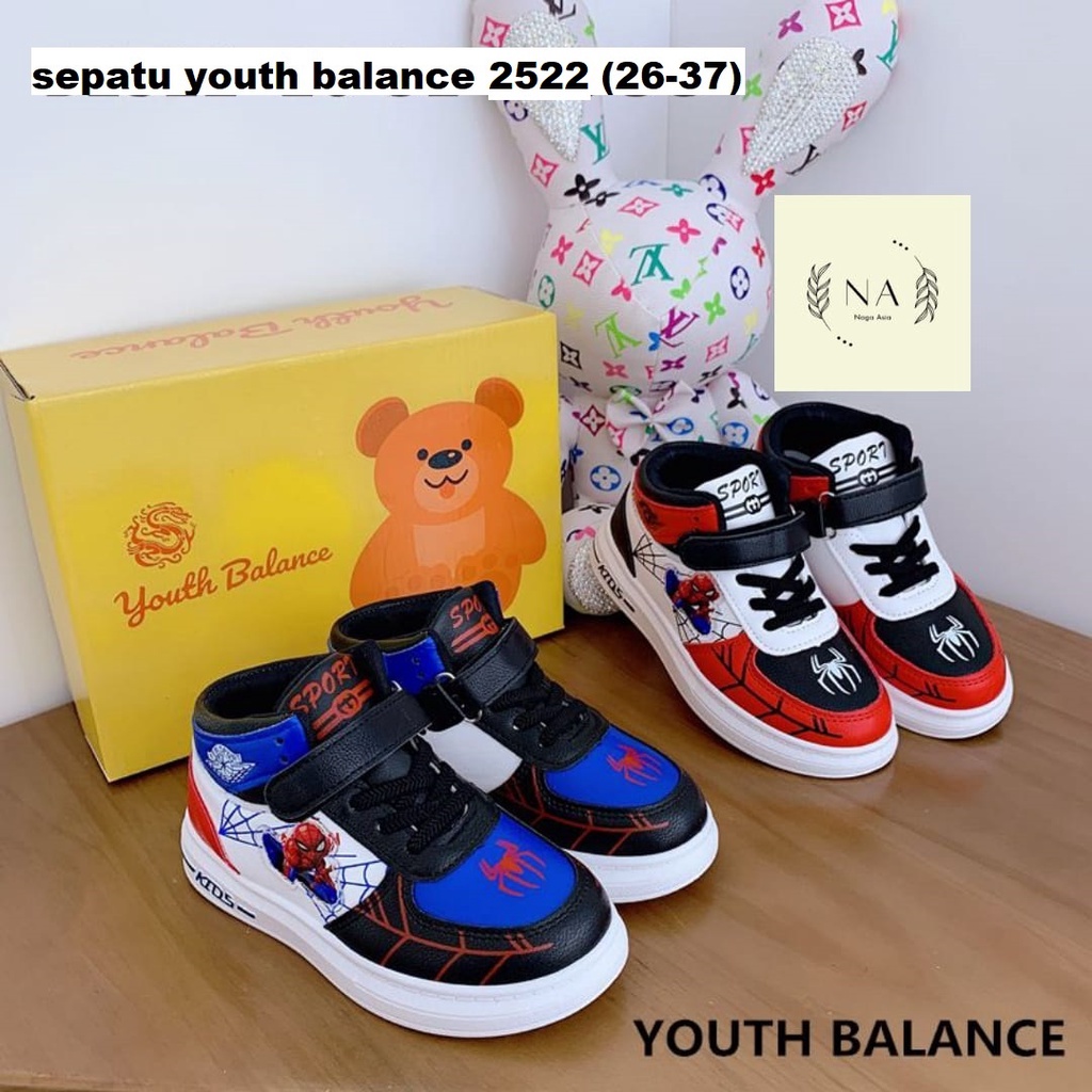 sepatu sneaker karakter spiderman import  youth balance 2522 (26-37)