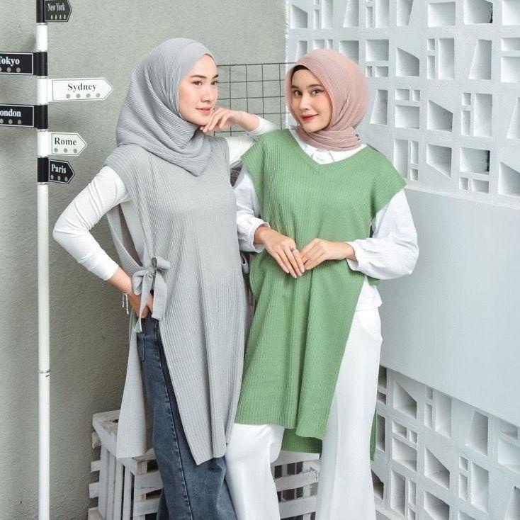 Paling Diminati Rompi Tali Long Tunik / Vest Premium Rajut Wanita / Rompi Panjang