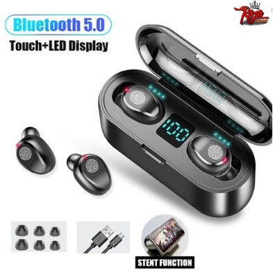 F09 - Earphone Headset TWS F9 Fingerprint Bluetooth