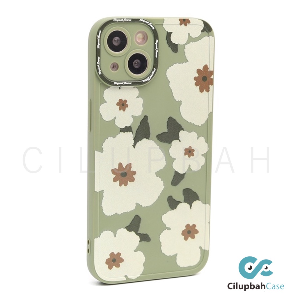 Soft Case Green Elegant Flowers Full Lens Cover For iPhone 7 8 SE 7+ 8+ X XR XS 11 12 13 Mini Pro Max