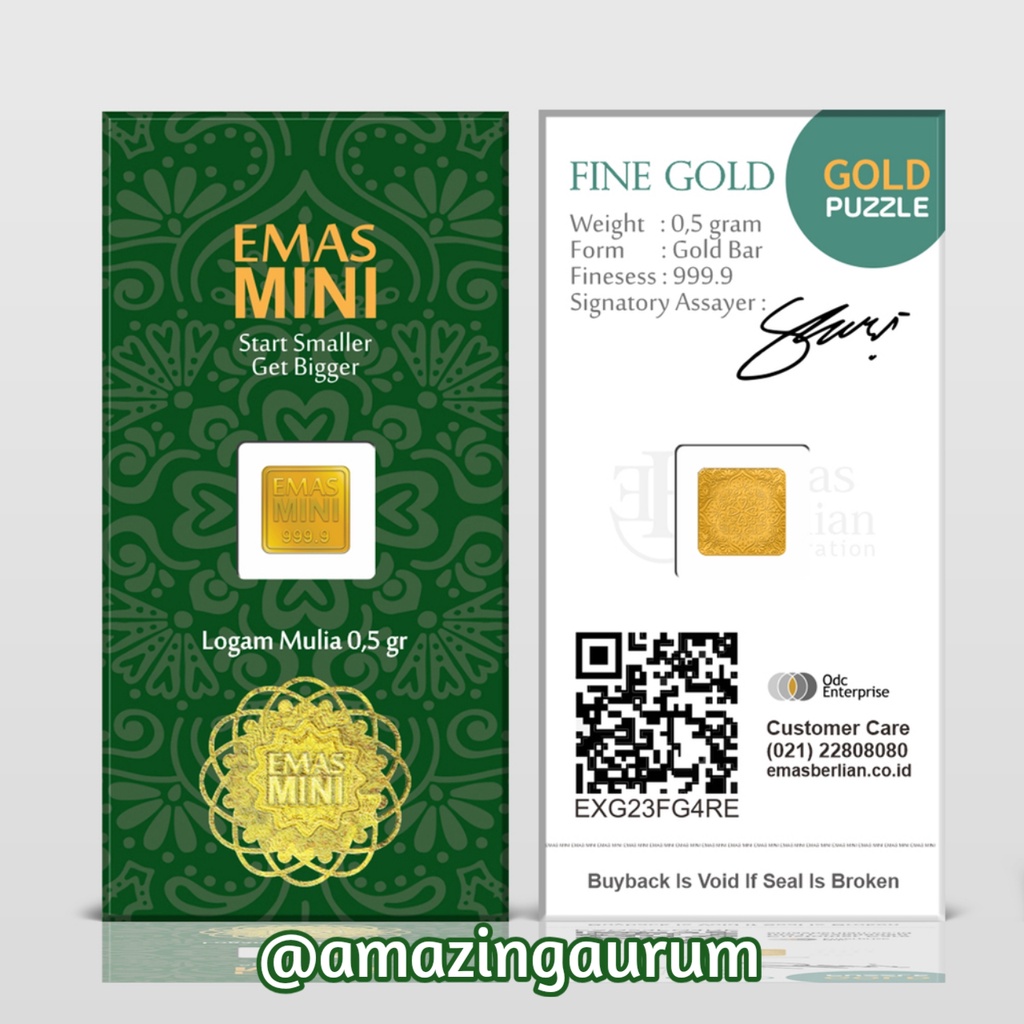 Logam Mulia 0,5 gram I 0.5 gram untuk Mahar, Hadiah, Souvenir, Investasi & Tukar Emas Antam 24 K Ema