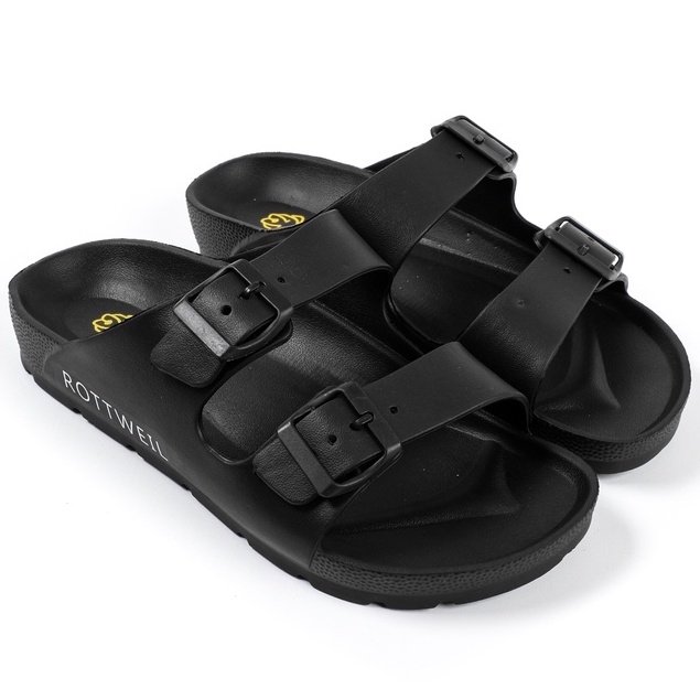 Sandal Slop Pria Gesper Basic Sandal Casual Korea Style Anti Air Warna Hitam