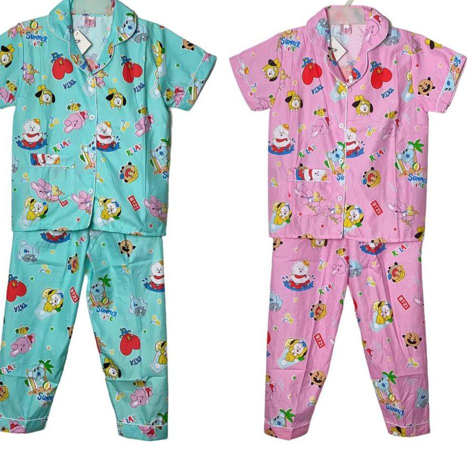 "TJD.30Ap21ᵂ" Baju Tidur Piyama Anak-Anak Motif BTS