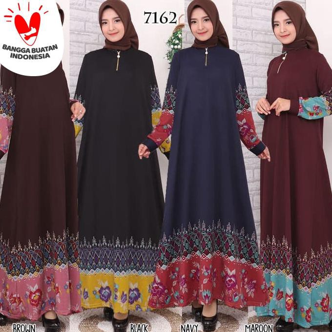 Promo Baju Gamis Wanita Gamis Calvin Jeans Gamis Jumbo 4L & 5L 9728/9729 - Black, Xxl Non Cod