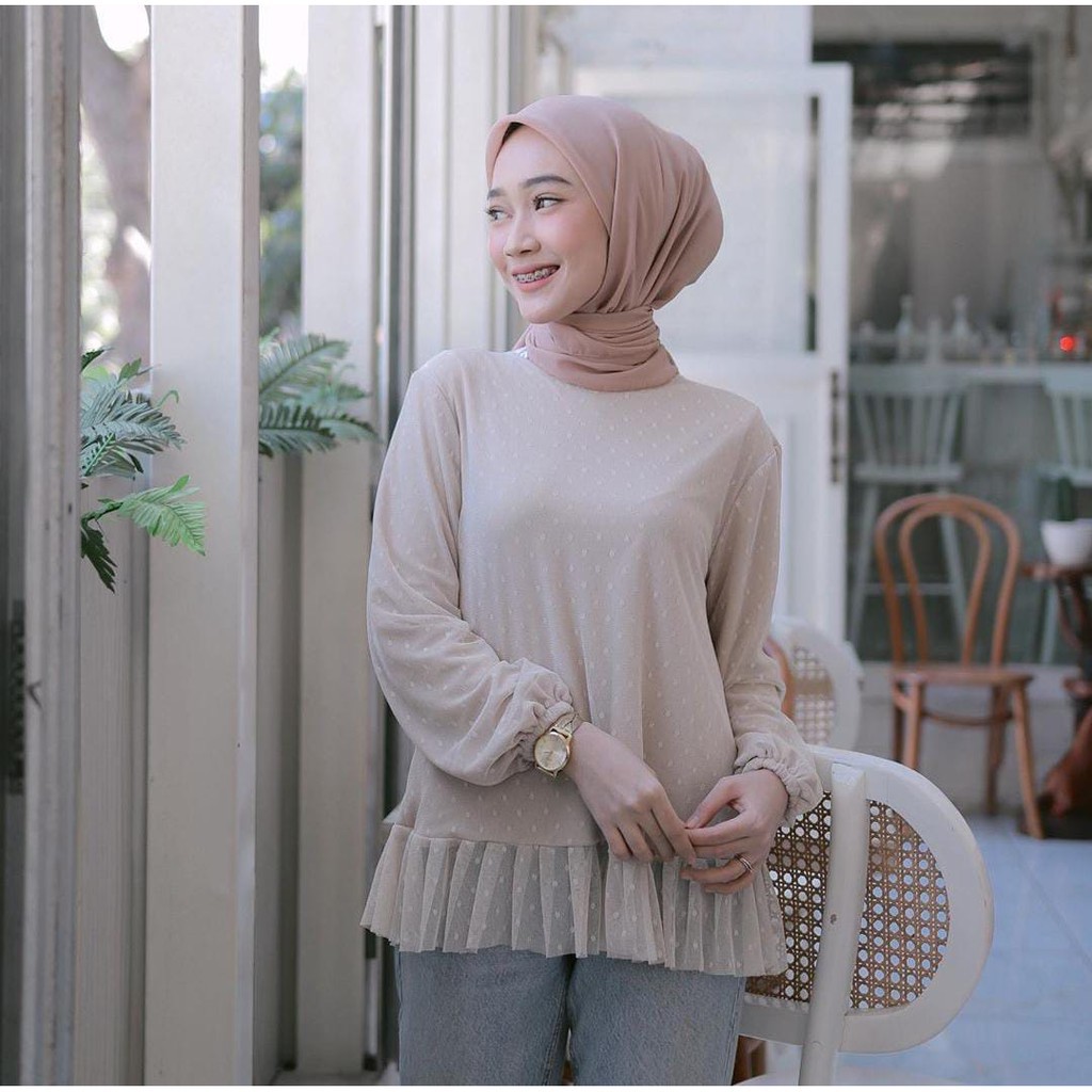 CR   Baju Atasan Wanita Muslim Blouse Mewah Remaja Hijab Fashion Outfit Kekinian Kondangan Terbaru