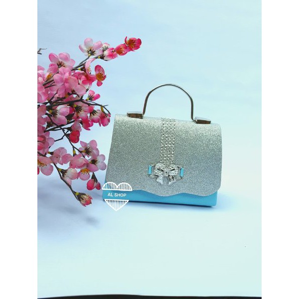 TERMURAH Tas lala pesta BIRU SILVER