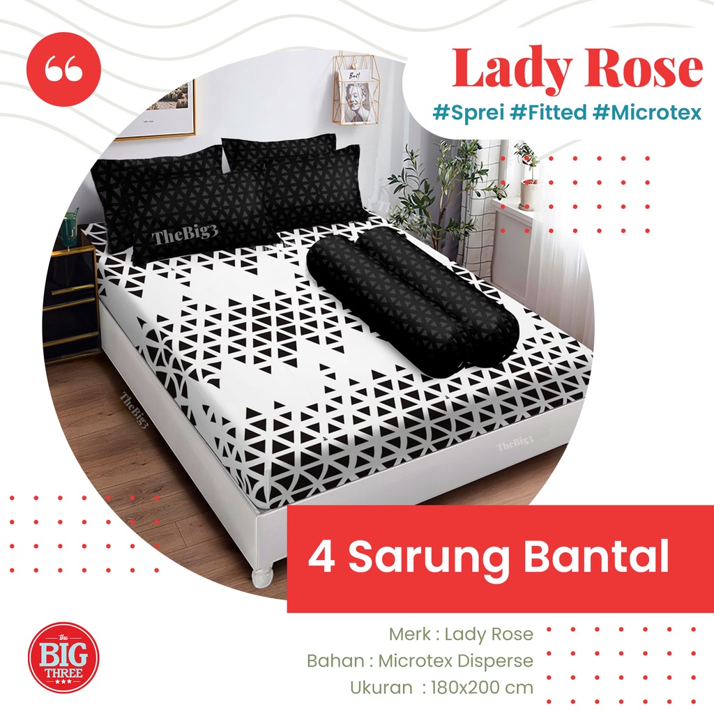 LADY ROSE Sprei 180x200 BANTAL 4 motif Alex Weren Gavin Nathan Liandra Ersa Keyla Kenan Tundra Rino Dalila Luvia Sava Aldo Rio Teja Ocha Petter Pikka Inara - 180 B4 ladyrose SP