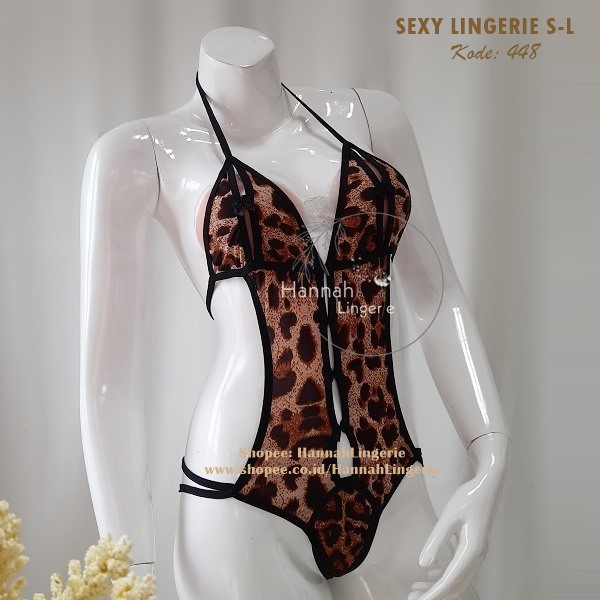 S M L XL Lingerie OnePiece Leopard Macan Baju Tidur Murah Halus High Quality Hannah Lingerie Seksi Transparan Hot 447 448