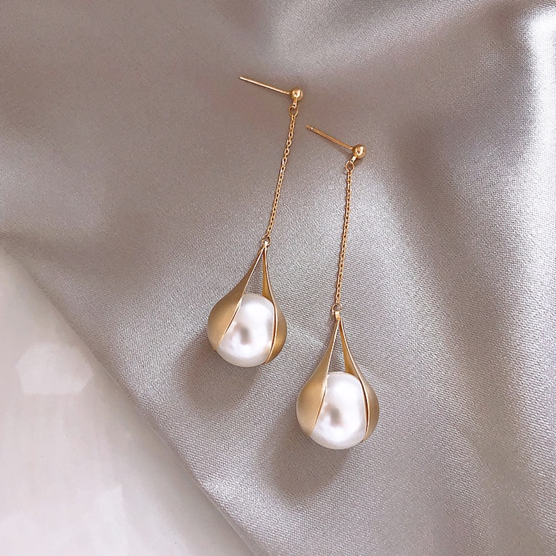 2020 baru fashion anting-anting Korea elegan tinggi rasa panjang mutiara earbud anggun online influe