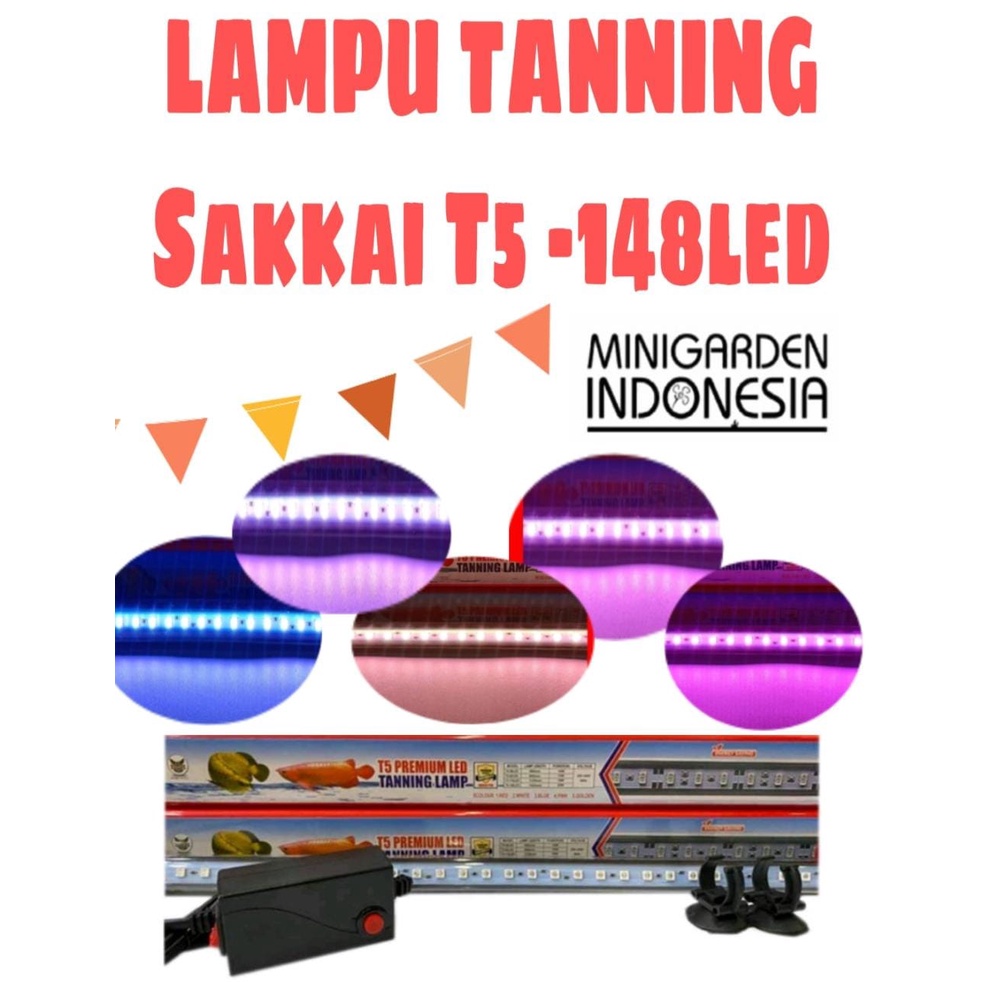 SAKKAI PRO T5-148LED 15W 5-WARNA LED TANNING LAMP LAMPU CELUP AQUARIUM