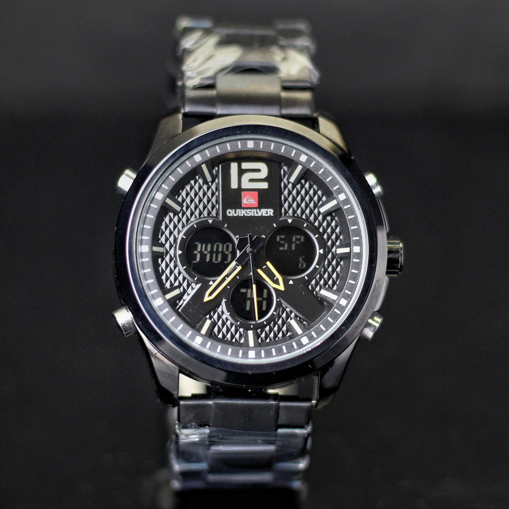 jam tangan pria QS7480 rantai stainless dual time