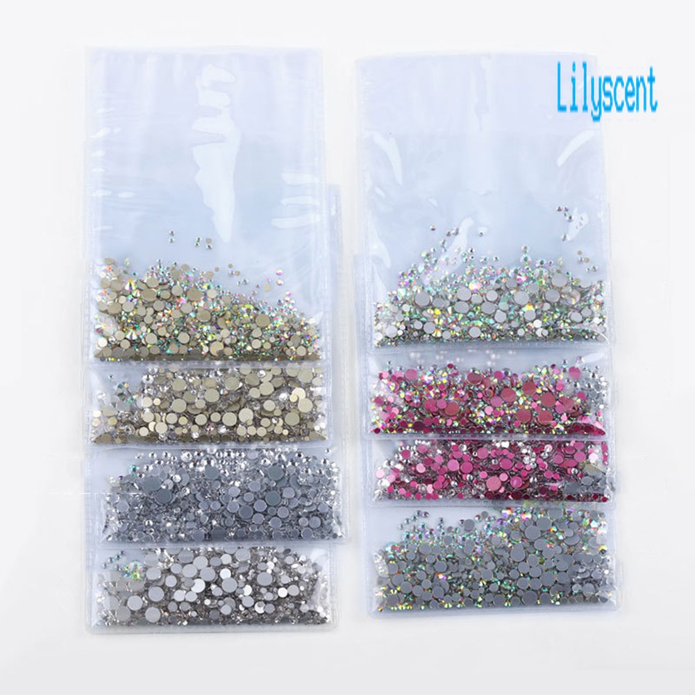 Lily 1440Pcs Manik-Manik Glitter Berlian Imitasi 3D Untuk Dekorasi Nail Art / Manicure DIY