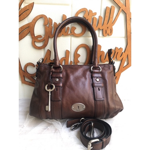 Preloved Fossil Maddox Satchel Medium Espresso