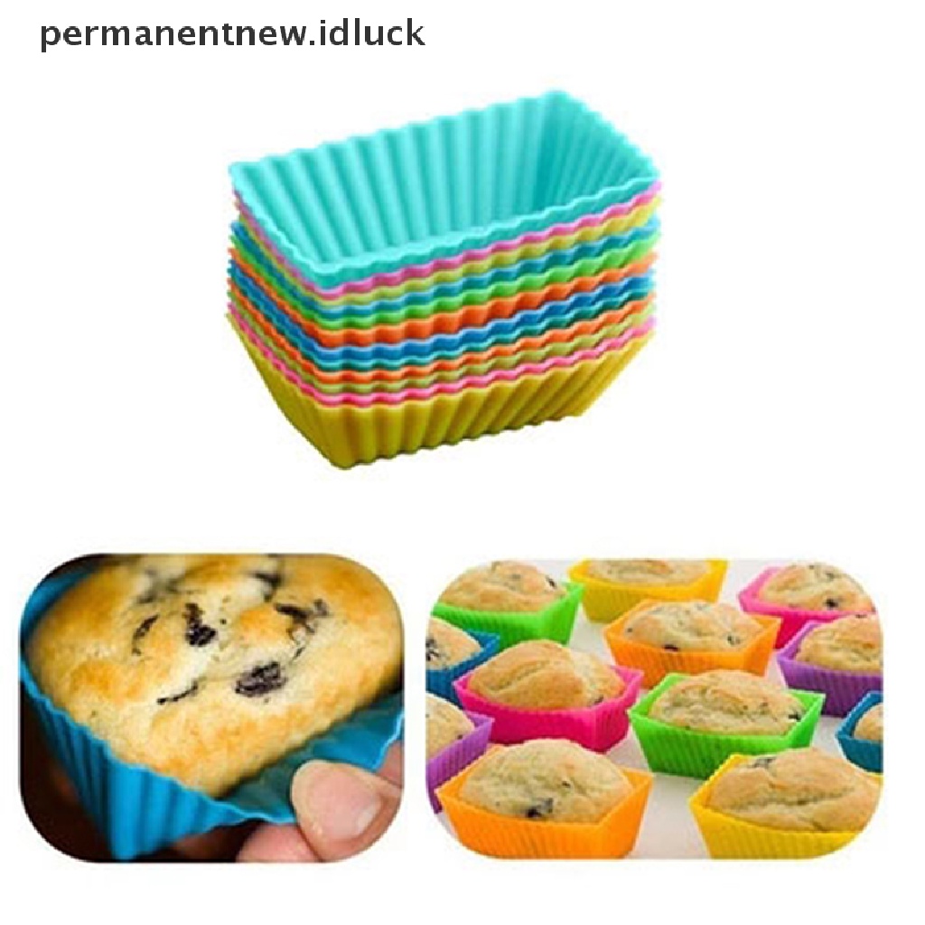 12 Pcs Cetakan Cupcake Muffin Bahan Silikon Reusable