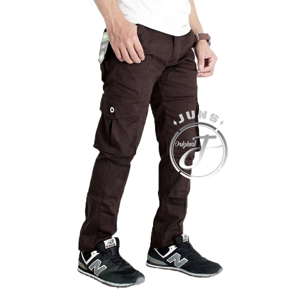 1KG Masuk 4pcs JUNS Celana Cargo Long Pant Ori Impresif Dark Brown