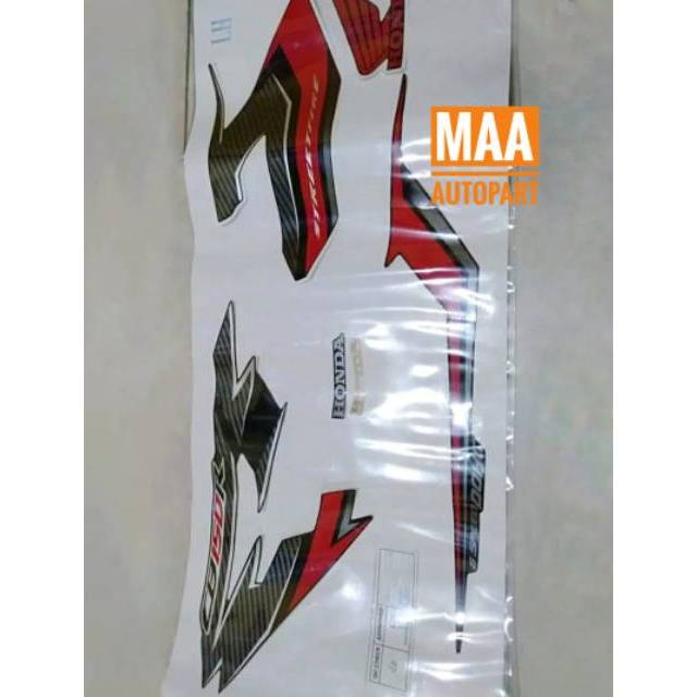 Stripe Set Sticker Stiker Bodi CB150R CB 150R Streetfire Led K15G Black Red Hitam Merah Asli