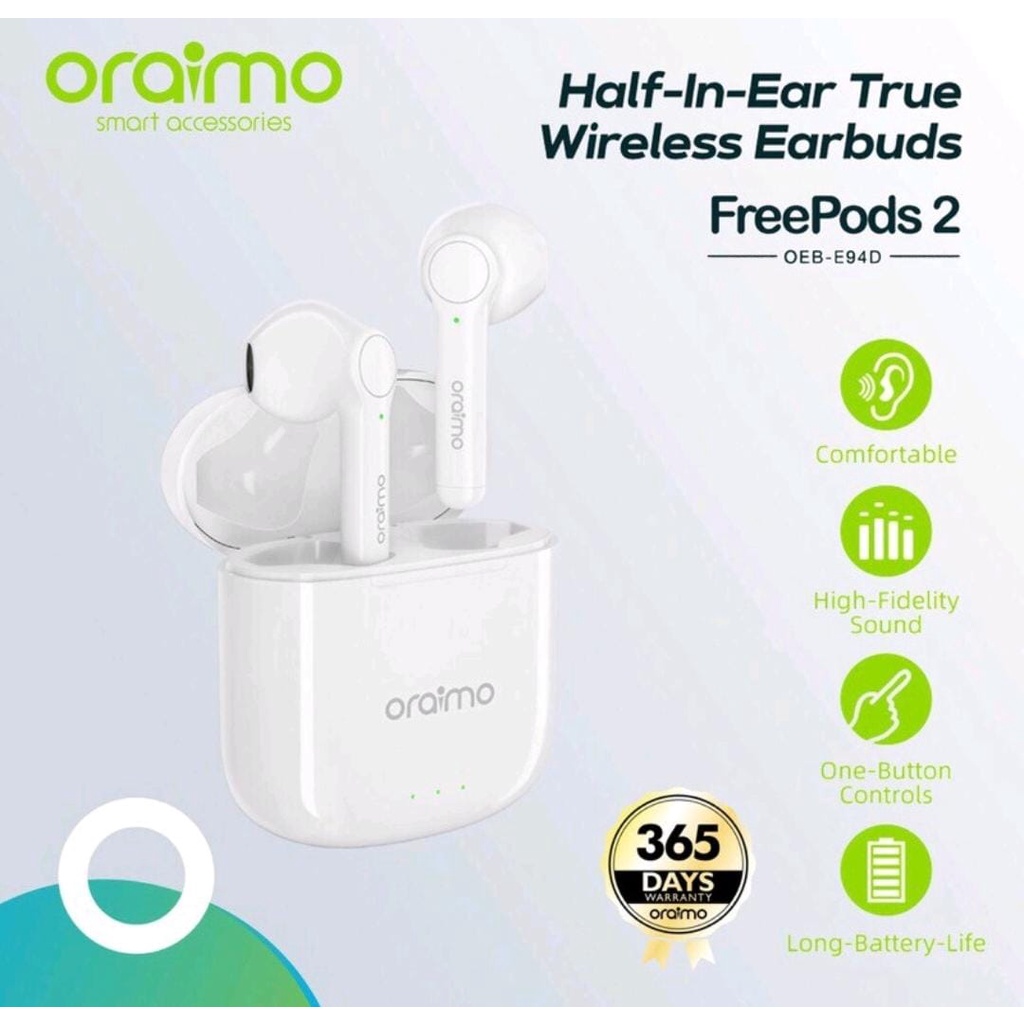 Oraimo Freepods 2 Half-In-Ear True Wireless Stereo Earphone OEB-E94D  Freepods 2