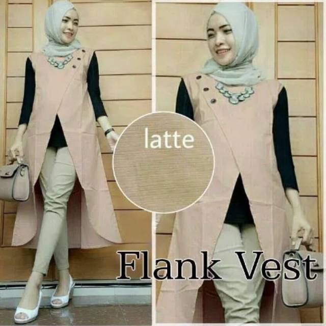 [flank vest SL] vest & rompi wanita katun cream