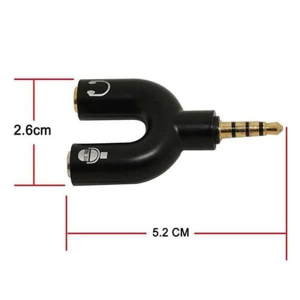 Audio Jack Splitter U 3.5 mm Untuk Handsfree Dan Mic Eksternal Cocok Untuk Rekam Audio Cover