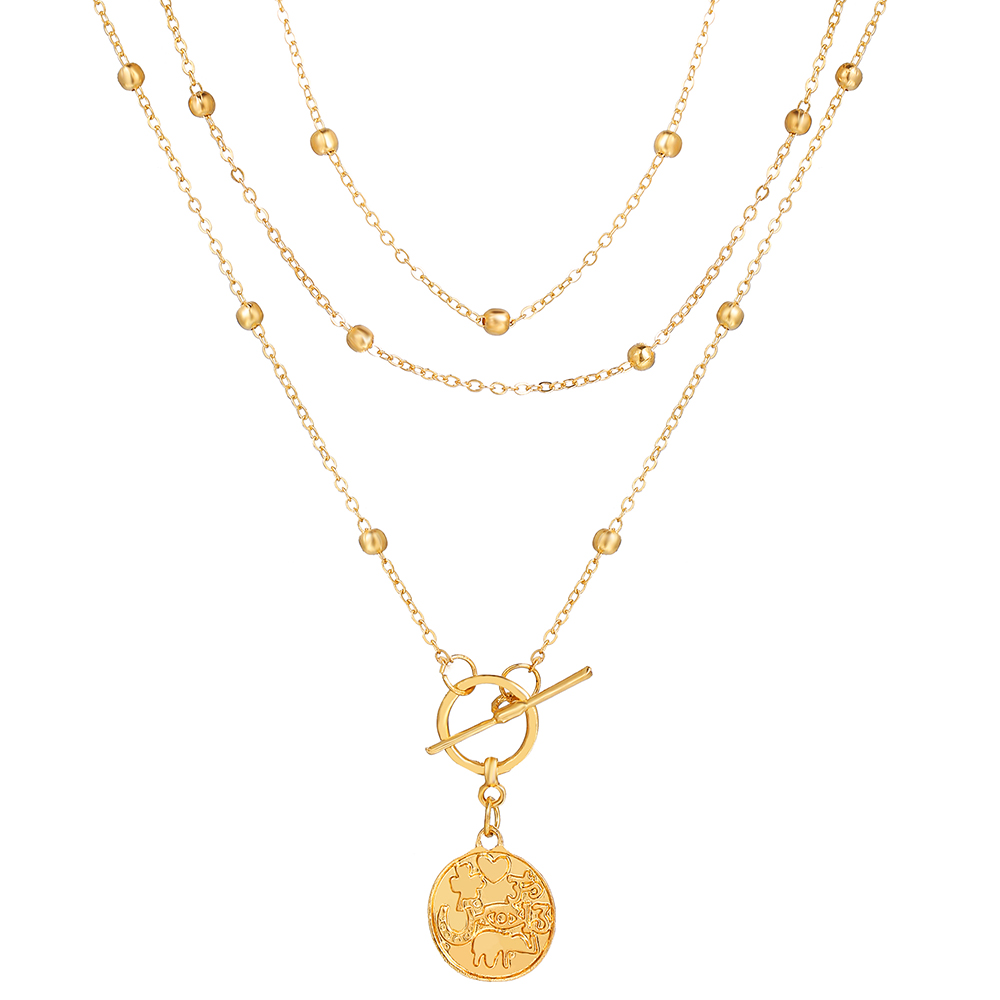 17KM Korean Retro Gold Necklace Personality Lock Moon Heart Clavicle Chain Jewelry Accessories-9