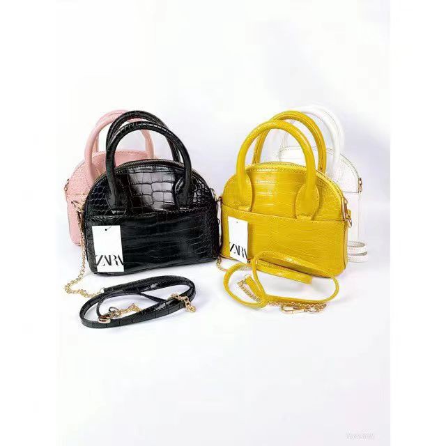 NEW !!!! TAS SELEMPANG / HANDBAG ZAR4 MINI BOWLING CROCO import batam #8085