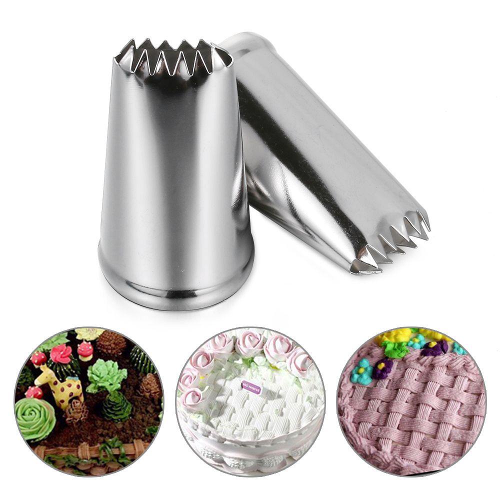 Populer 2PCS Icing Piping Nozzle Bakeware Bakery Pastry Tips Stainless Steel Cupcake Ice Cream Alat