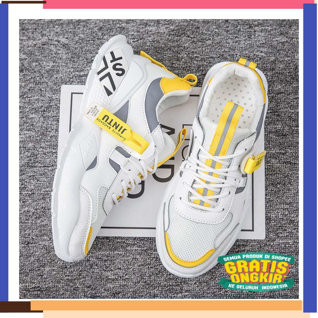 elastis ringan keren trendy sporty air force polos / Sepatu olahraga pria sepatu Sneakers kasual put