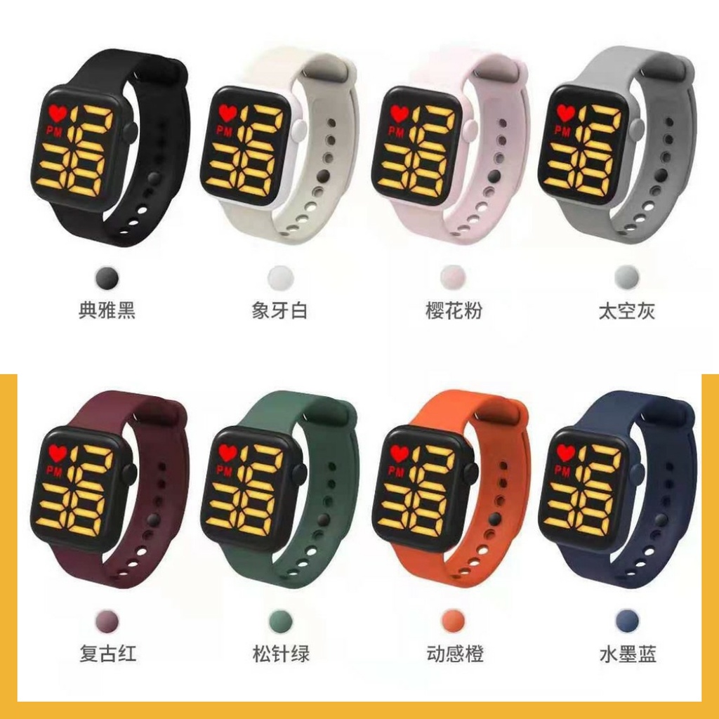 JAM TANGAN RUBBER DIGITAL SEGI HUSH PUPPIES GROSIR MURAH KARET SPORT LED PRIA WANITA COUPLE HP009