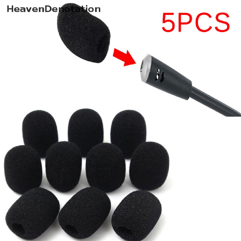 (Heavendenotation) 5pcs / Set Cover Pelindung Mikrofon Bahan Busa Warna Hitam