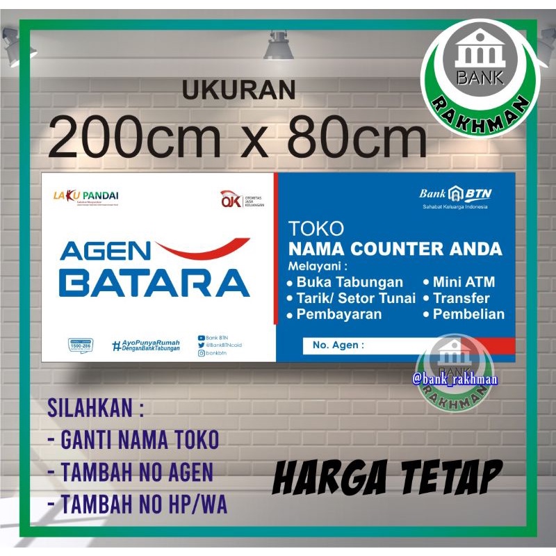 SPANDUK BANNER BATARA BTN UKURAN 200CM X 80