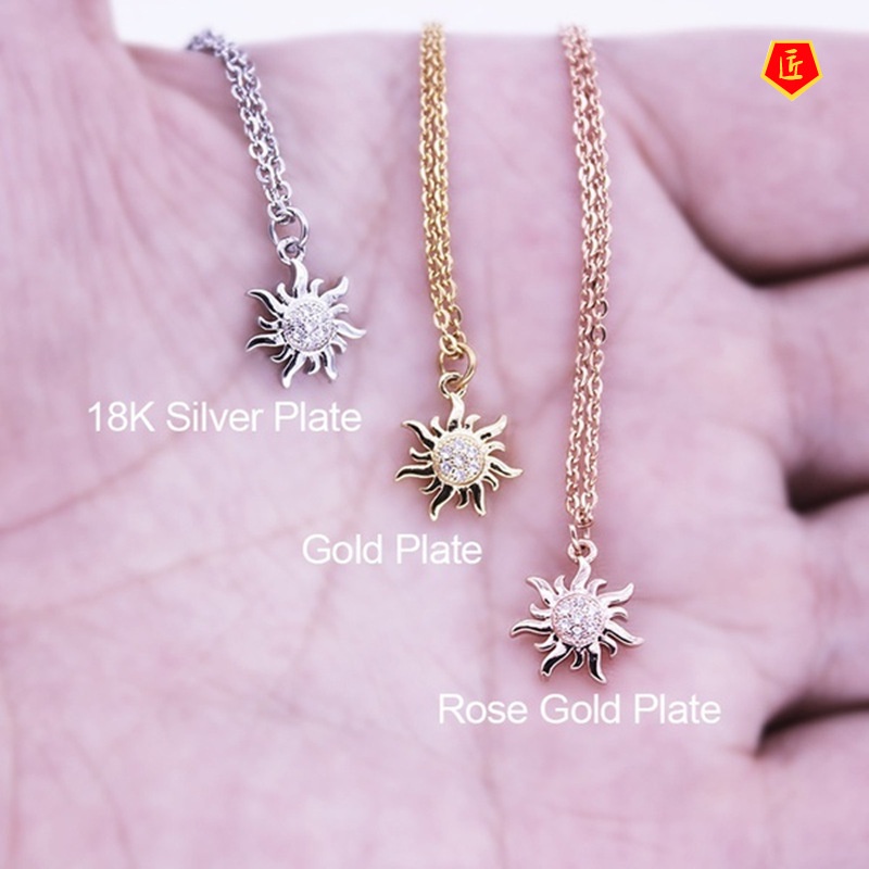 [Ready Stock]Creative Korean Sunflower Necklace Rhinestone Pendant Luxury Fashion