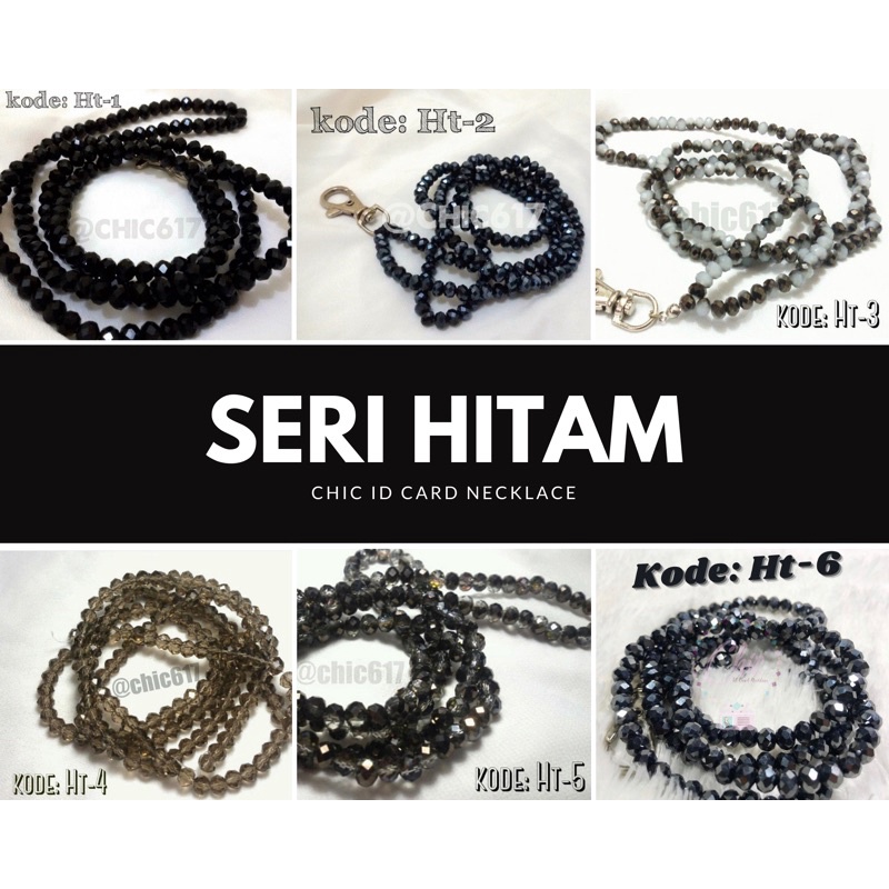 

Lanyard Beads Manik Kalung Name Tag Tali Nametag Mute Id Card Necklace SERI HITAM