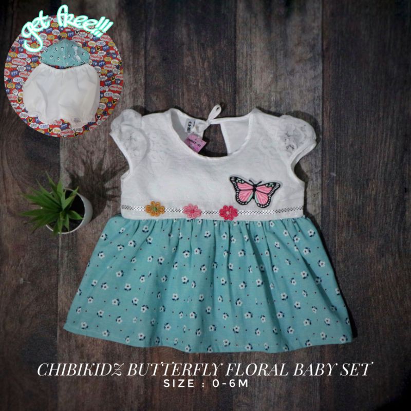 Baju Bayi New Born / Dress Bayi Chibikidz Butterfly Pastel Baby Set