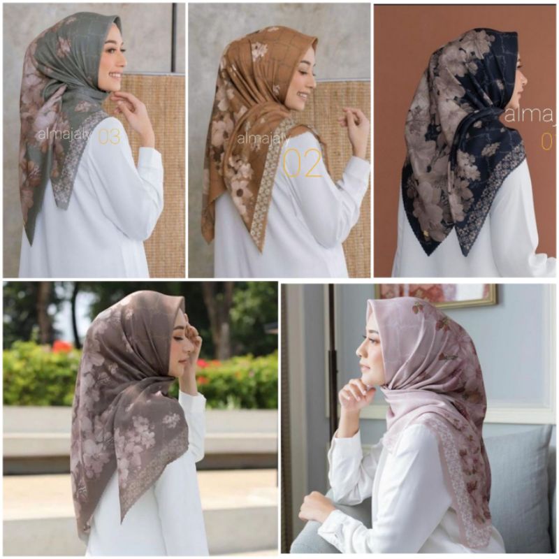Hijab Segi Empat Motip  Latefa Jilbab Voal Premium