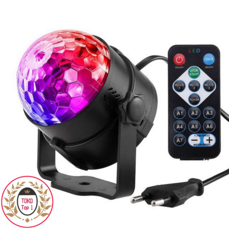 Lampu Disko LED RGB / MAGIC BALL /  Dapat Berputar dengan Sensor Suara untuk Natal / Pernikahan / KTV