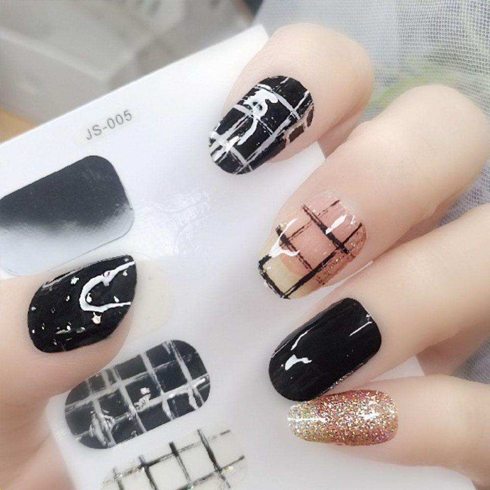 Mxbeauty Self-Adhesive Stiker Kuku Wanita Sederhana Bronzing Salon Kuku Nail Art Sliders DIY Nail Decals
