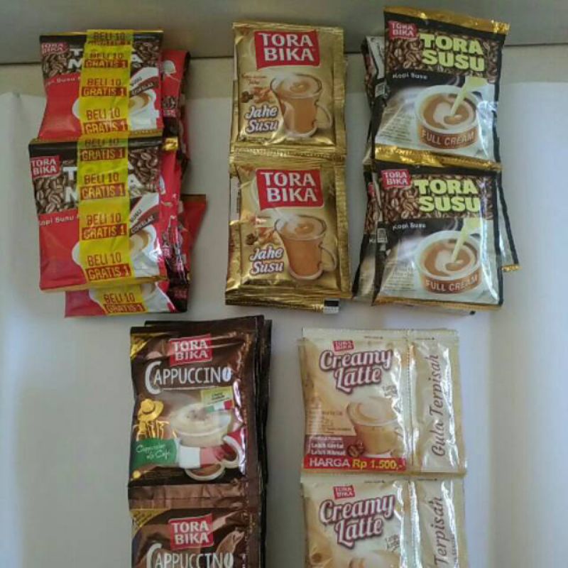 

Renceng 10 sachet Kopi Torabika Cappuccino / Tora Moka / Tora Susu / Jahe /