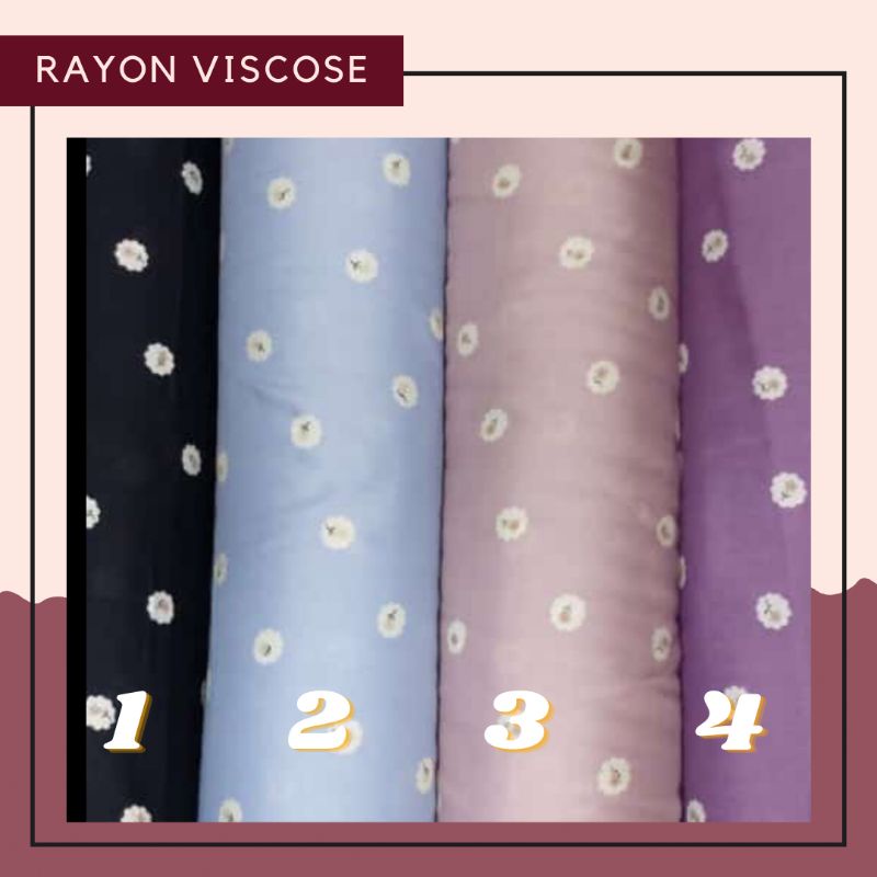 Kain rayon viscose motif bunga besar 001
